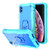 For iPhone XS Max PC + Rubber 3-layers Shockproof Protective Case with Rotating Holder(Mint Green + Blue)