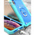 For iPhone XS Max PC + Rubber 3-layers Shockproof Protective Case with Rotating Holder(Mint Green + Blue)