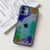 For iPhone 12 Oil Painting Electroplating TPU Phone Case(Blue)