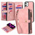 For iPhone 11 Zipper Wallet Detachable MagSafe Leather Phone Case(Pink)