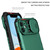 For iPhone 15 Stereoscopic Holder Sliding Camshield Phone Case(Green)