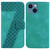 For iPhone 13 mini 7-shaped Embossed Leather Phone Case(Green)