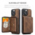 For iPhone 15 Pro JEEHOOD Magnetic Zipper Wallet Leather Phone Case(Brown)