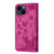 For iPhone 15 Butterfly Cat Embossing Flip Leather Phone Case(Pink)