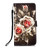 For iPhone 12 / 12 Pro Painted Flat Texture Leather Case with Lanyard & Card Slot & Wallet & Holder(Roses On Black)