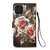 For iPhone 12 / 12 Pro Painted Flat Texture Leather Case with Lanyard & Card Slot & Wallet & Holder(Roses On Black)