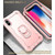 For iPhone X / XS PC + Rubber 3-layers Shockproof Protective Case with Rotating Holder(Rose Gold)