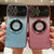 For iPhone 14 Plus Large Window MagSafe Gradient Glitter Electroplating TPU Phone Case(Black)