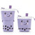 ANGOO Cute Girl Heart Multifunctional Pen Holder Stationery Retractable Storage Bag(Taro Milk Tea)