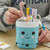 ANGOO Cute Girl Heart Multifunctional Pen Holder Stationery Retractable Storage Bag(Taro Milk Tea)