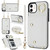 For iPhone 12 / 12 Pro Zipper Card Bag Phone Case with Dual Lanyard(White)