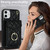 For iPhone 11 Rhombic Texture Card Bag Phone Case with Long Lanyard(Black)
