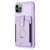 For iPhone 11 Pro BF27 Metal Ring Card Bag Holder Phone Case(Purple)