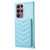 For Samsung Galaxy S22 Ultra 5G BF26 Wave Pattern Card Bag Holder Phone Case(Blue)
