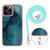 For iPhone 15 Pro Electroplating Marble Dual-side IMD Phone Case with Lanyard(Green 017)