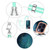 For iPhone 15 Pro Electroplating Marble Dual-side IMD Phone Case with Lanyard(Green 017)