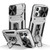 For iPhone 14 Pro Camshield Robot TPU Hybrid PC Phone Case(Silver)