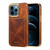 For iPhone 12 Pro Max Denior Oil Wax Leather Electroplating Card Slot Holder Phone Case(Brown)