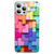 For iPhone 13 Pro Colorful Toy Bricks Pattern Shockproof Glass Phone Case(Silver)