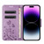 For iPhone 15 Plus Butterfly Flower Pattern Flip Leather Phone Case(Light Purple)