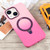 For iPhone 14 Plus Gradient MagSafe Holder Liquid TPU Hybrid PC Phone Case(Pink Red)