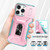 For iPhone 13 Pro Max Sliding Camshield Holder Phone Case(Pink + Grey Green)