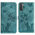 For Samsung Galaxy S22 5G Butterfly Cat Embossing Flip Leather Phone Case(Wathet)