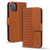 For iPhone 15 Business Diamond Buckle Leather Phone Case with Lanyard(Brown)