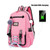 Sports and Leisure USB Charging Anti-Theft Backpack(Pink)