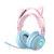 T25 RGB Stereo Cat Ear Bluetooth Wireless Headphones with Detachable Microphone(Pink+Blue)