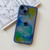For iPhone 13 Oil Painting Electroplating TPU Phone Case(Blue)