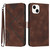 For iPhone 13 Line Pattern Skin Feel Leather Phone Case(Coffee)