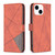For iPhone 15 Magnetic Buckle Rhombus Texture Leather Phone Case(Brown)