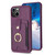For iPhone 15 BF27 Metal Ring Card Bag Holder Phone Case(Dark Purple)