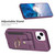 For iPhone 15 BF27 Metal Ring Card Bag Holder Phone Case(Dark Purple)