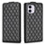 For iPhone 11 Diamond Lattice Vertical Flip Leather Phone Case(Black)