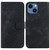 For iPhone 13 mini 7-shaped Embossed Leather Phone Case(Black)