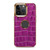 For iPhone 15 Pro Denior Crocodile Texture Genuine Leather Electroplating Phone Case(Purple)