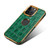 For iPhone 15 Plus Denior Crocodile Texture Genuine Leather Electroplating Phone Case(Green)