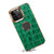 For iPhone 15 Plus Denior Crocodile Texture Genuine Leather Electroplating Phone Case(Green)
