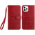 For iPhone 13 Pro Rhombic Texture Leather Phone Case with Lanyard(Red)