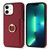 For iPhone 12 Ring Card  Litchi Leather Back Phone Case(Red)