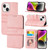 For iPhone 15 Embossed Stripes Skin Feel Leather Phone Case(Pink) For iPhone 15 Embossed Stripes Skin Feel Leather Phone Case(Pink)