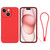 For iPhone 15 Plus Silicone Phone Case with Wrist Strap(Red)