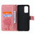 For OPPO Reno5 5G Tree & Cat Pattern Pressed Printing Horizontal Flip PU Leather Case with Holder & Card Slots & Wallet & Lanyard(Pink)