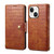 For iPhone 15 Denior Crocodile Texture Oil Edge Leather Phone Case(Brown)