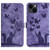 For iPhone 15 Butterfly Cat Embossing Flip Leather Phone Case(Purple)