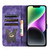 For iPhone 15 Butterfly Cat Embossing Flip Leather Phone Case(Purple)