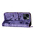 For iPhone 15 Butterfly Cat Embossing Flip Leather Phone Case(Purple)