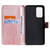 For Samsung Galaxy A52 5G Tree & Cat Pattern Pressed Printing Horizontal Flip PU Leather Case with Holder & Card Slots & Wallet & Lanyard(Rose gold)